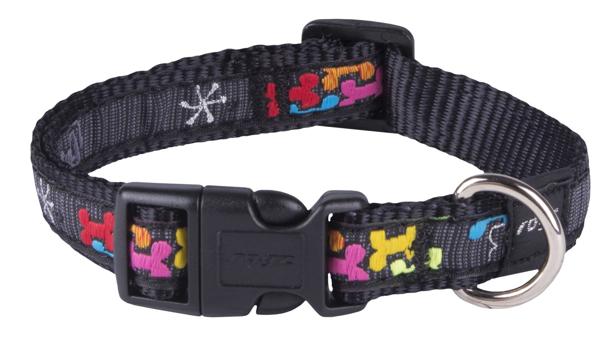 Rogz Fancy Dress Medium 16mm Scooter Dog Collar, Multi Bone Design