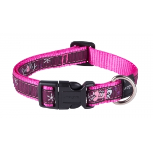 Rogz Fancy Dress Medium 16mm Scooter Dog Collar, Pink Love Design