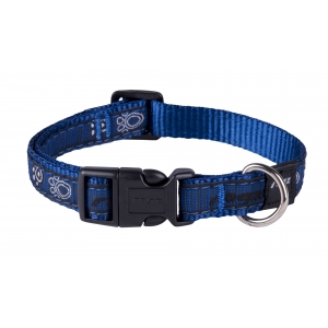 Rogz Fancy Dress Medium 16mm Scooter Dog Collar, Navy Paw Design