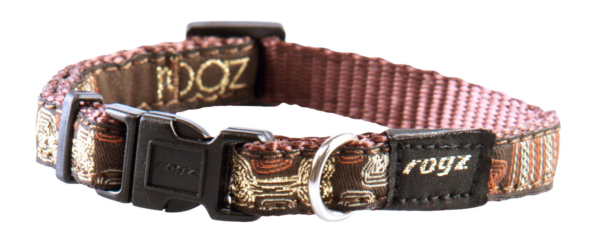 Rogz Fancy Dress Medium 16mm Scooter Dog Collar, Mocha Bone Design