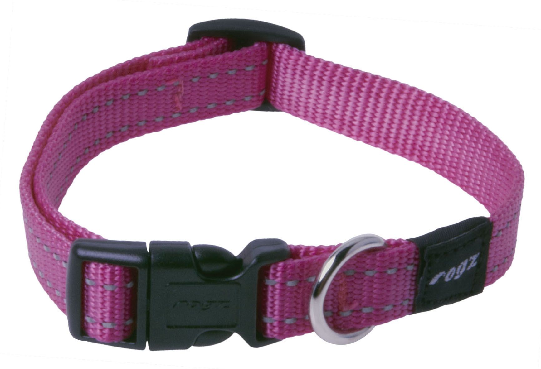 Rogz Utility Medium 16mm Snake Dog Collar, Pink Reflective