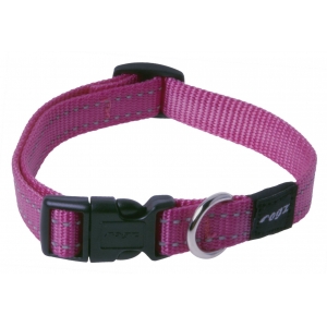 Rogz Utility Medium 16mm Snake Dog Collar, Pink Reflective