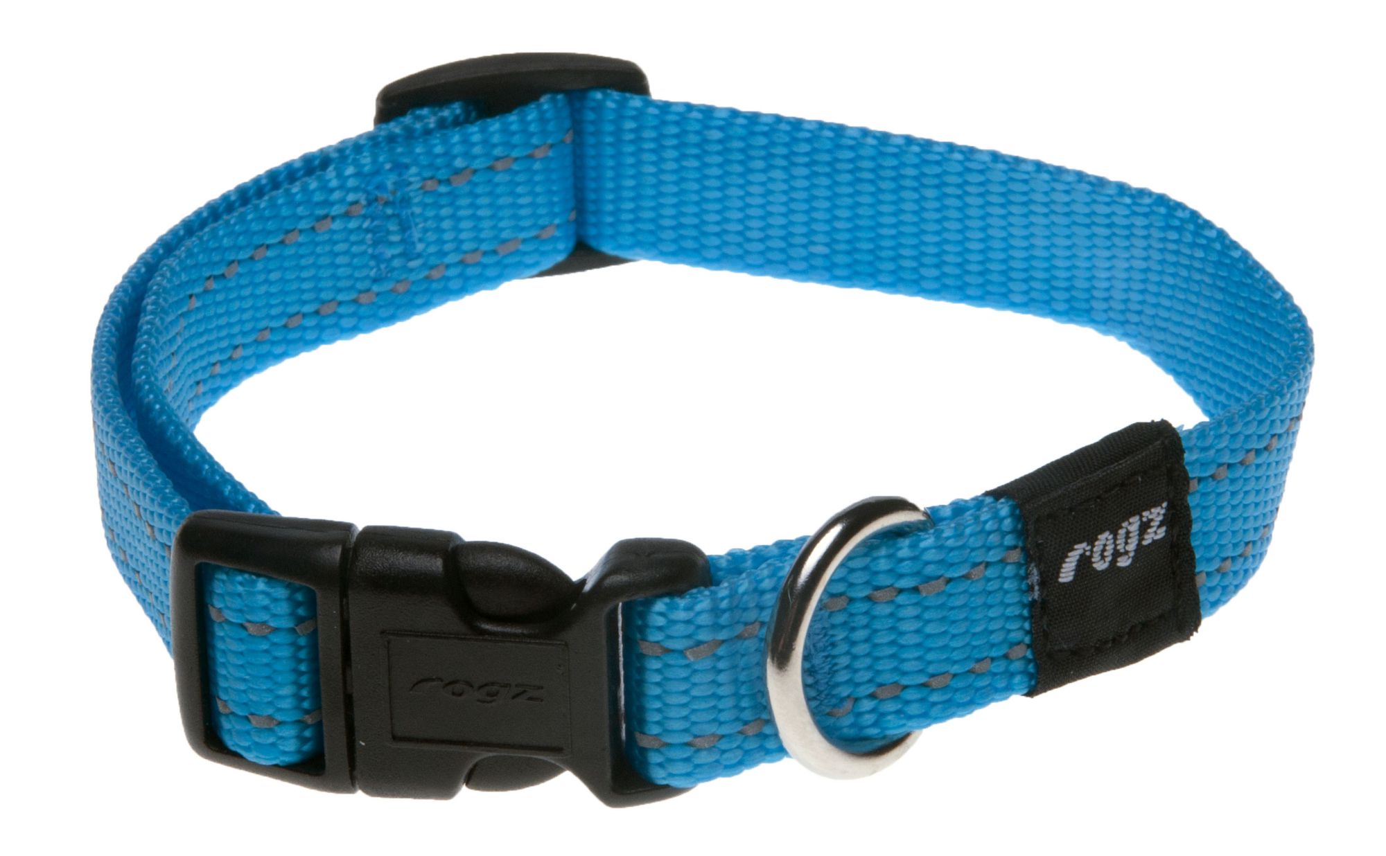 Rogz Utility Medium 16mm Snake Dog Collar, Turquoise Reflective