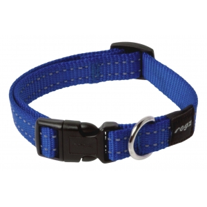 Rogz Utility Medium 16mm Snake Dog Collar, Blue Reflective