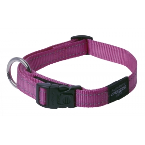 Rogz Utility Large 20mm Fanbelt Dog Collar, Pink Reflective