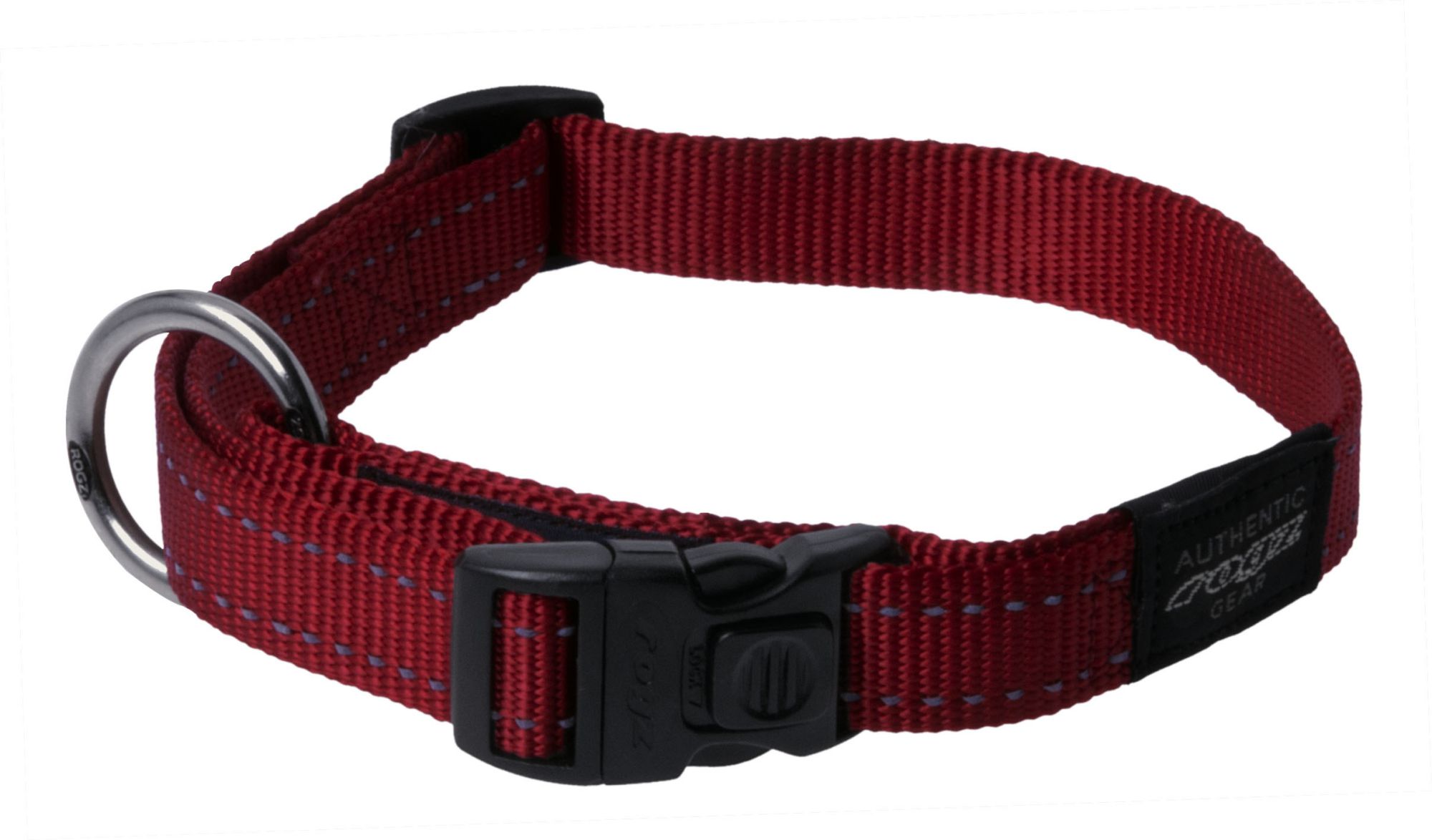 Rogz Utility Large 20mm Fanbelt Dog Collar, Red Reflective