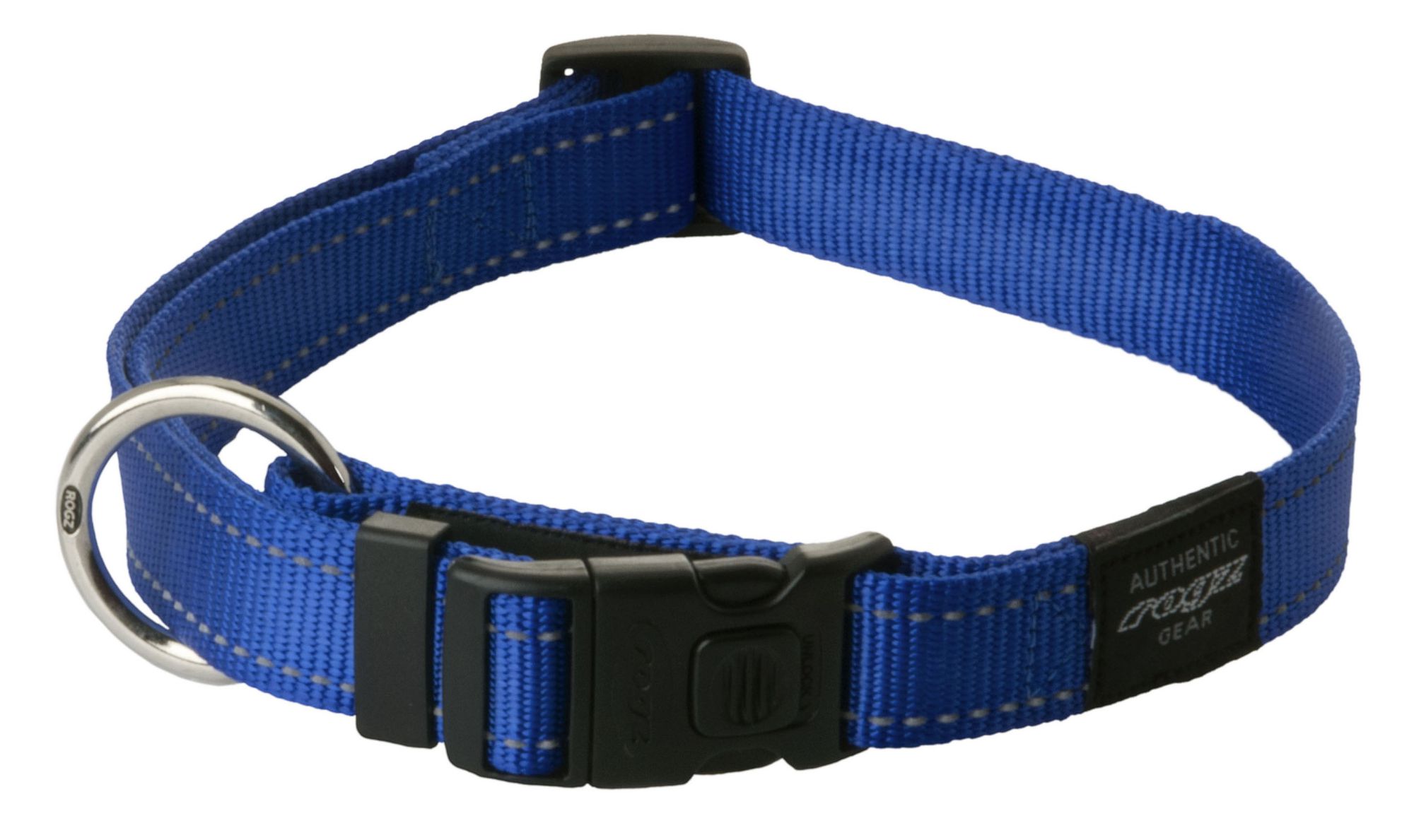 Rogz Utility Large 20mm Fanbelt Dog Collar, Blue Reflective