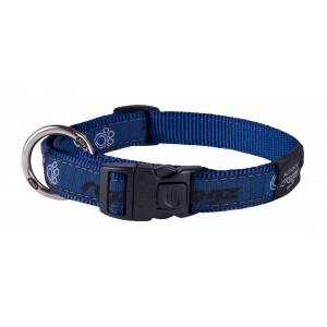 Rogz Fancy Dress Large 20mm Beach Bum Dog Collar, Navy Paw Design