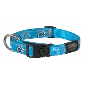 Rogz Fancy Dress Large 20mm Beach Bum Dog Collar, Turquoise Paw Design