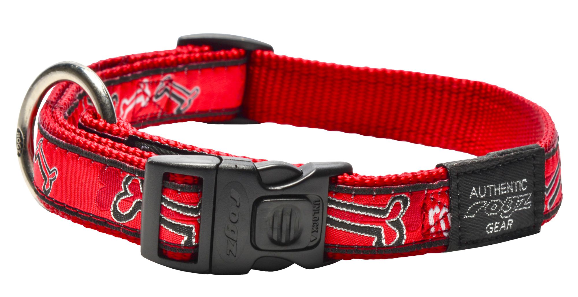 Rogz Fancy Dress Large 20mm Beach Bum Dog Collar, Red Rogz Bone Design