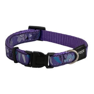 Rogz Fancy Dress Small 11mm Jellybean Dog Collar, Purple Forest Design