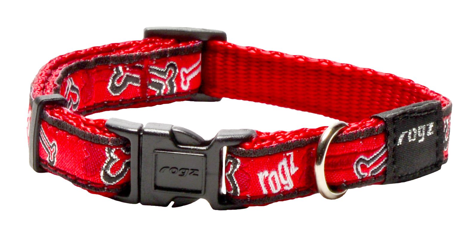 Rogz Fancy Dress Small 11mm Jellybean Dog Collar, Red Rogz Bone Design