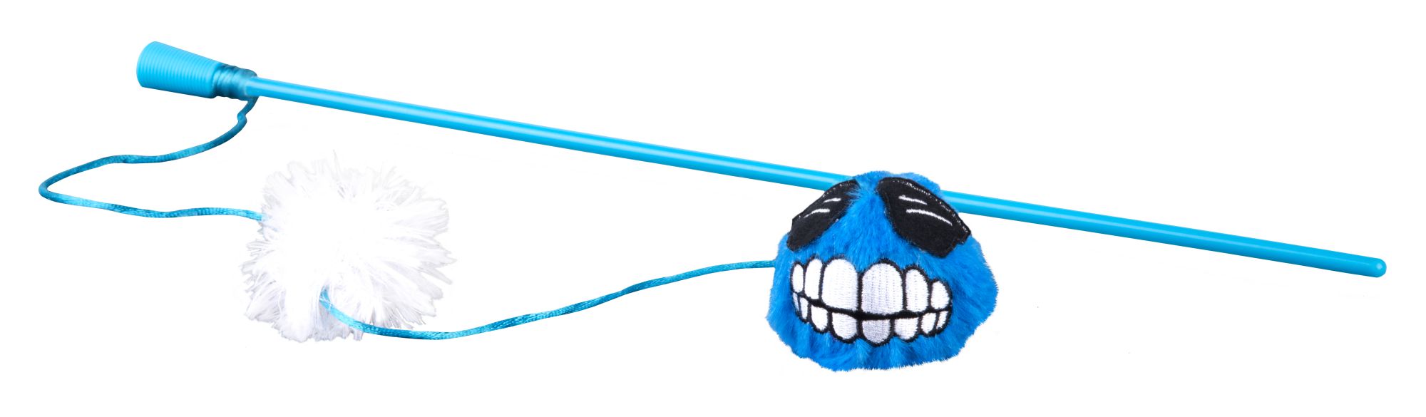 Rogz Teaser Plush Fluffy Grinz Wand, Small, Blue