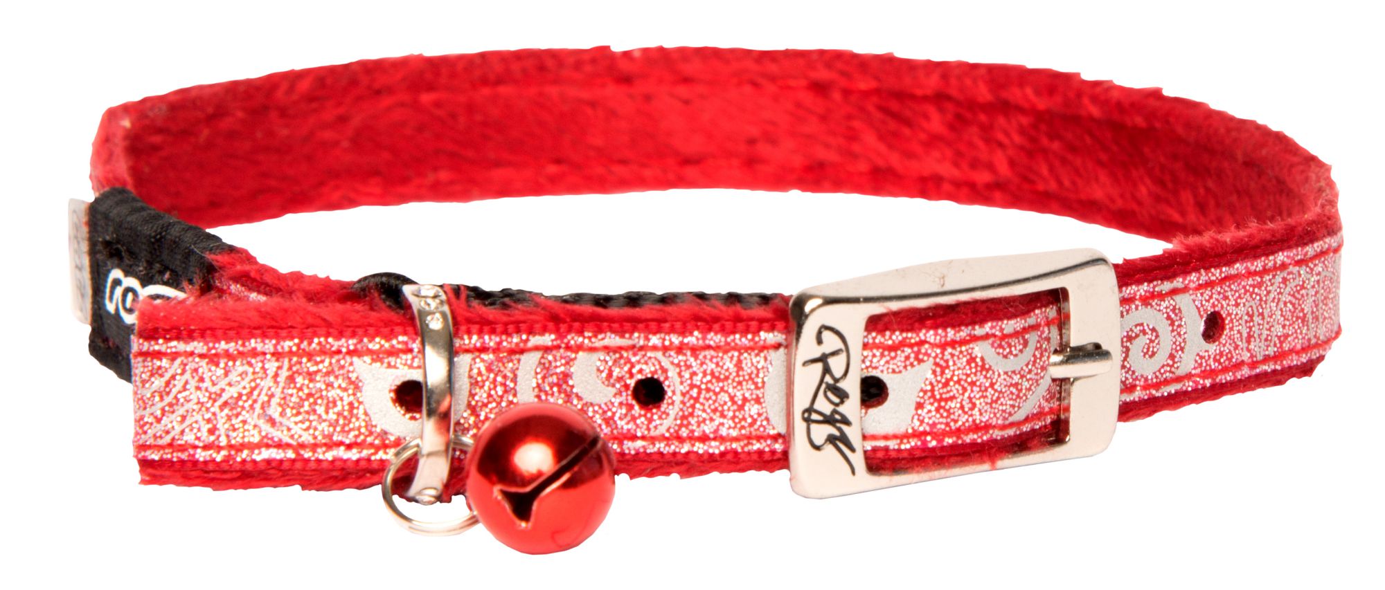 Rogz Catz SparkleCat 11mm Small  Pin Buckle Cat Collar, Red