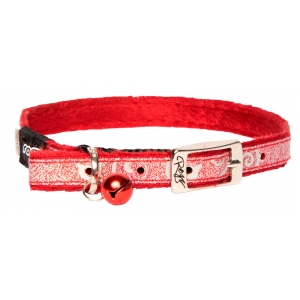 Rogz Catz SparkleCat 11mm Small  Pin Buckle Cat Collar, Red