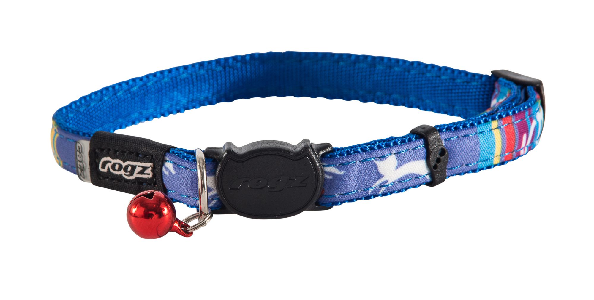 Rogz Catz NeoCat 11mm Safeloc Breakaway Cat Collar, Blue CandyStripes Design