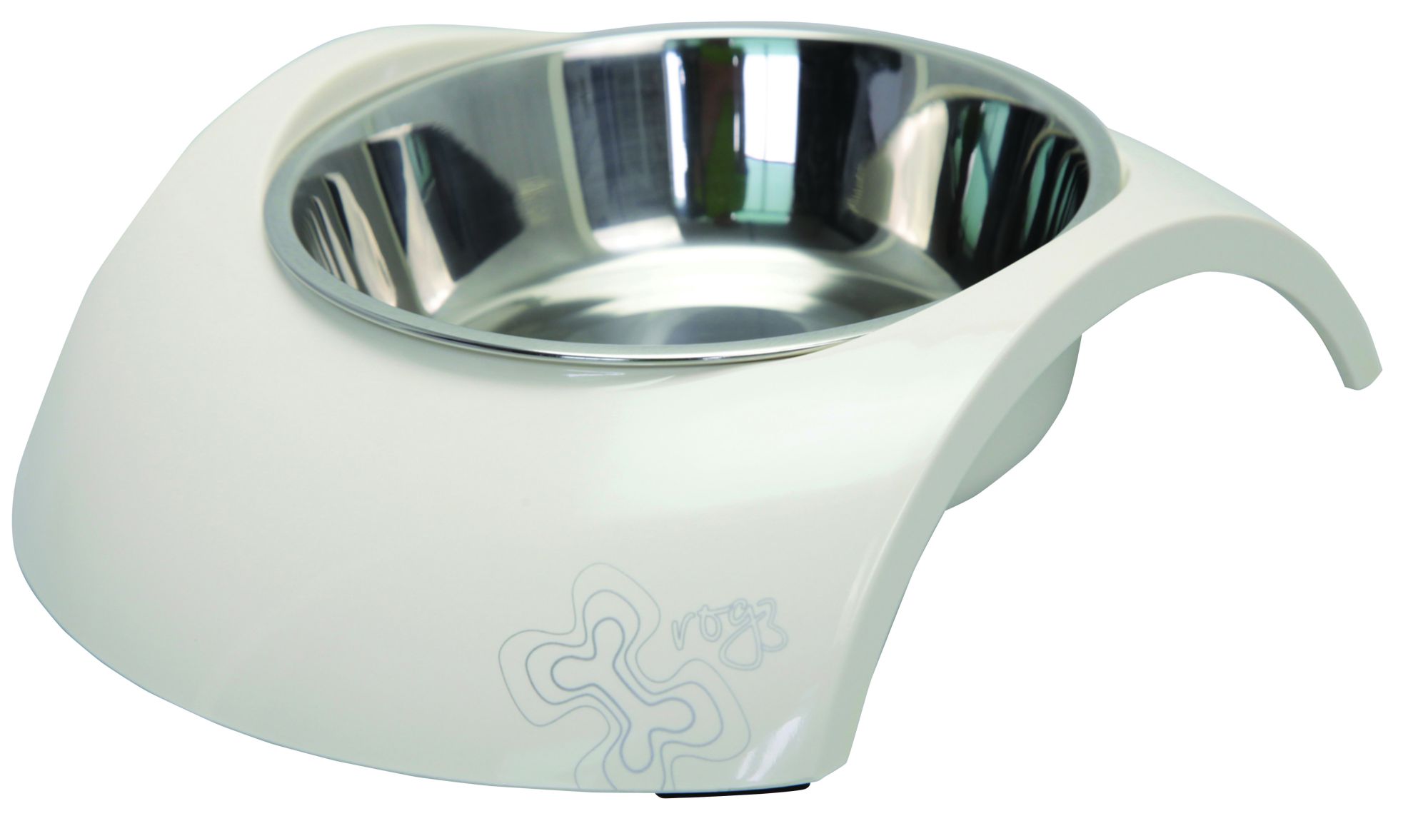 Rogz 2-in-1 Medium 350ml Luna Dog Bowl, Ivory