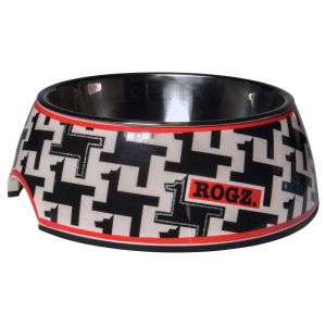 Rogz 2-in-1 Small 160ml Bubble Dog Bowl, Houndstooth Design