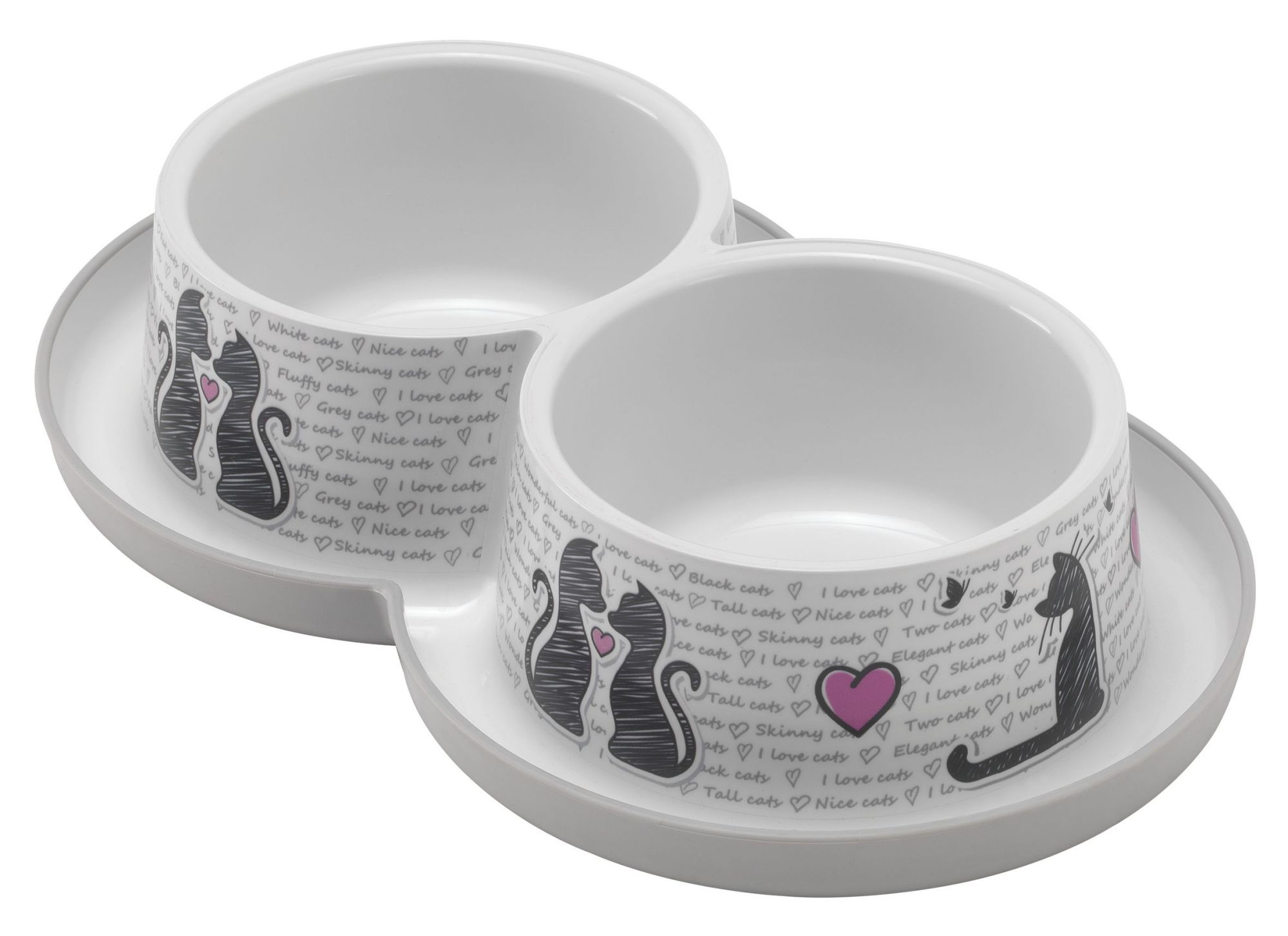 Kauss Double Trendy Dinner Cats in Love 2x350ml Grey White