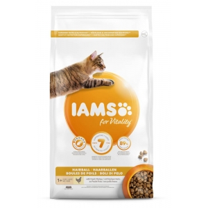 IAMS for Vitality hairball recipe of dry cat food (kibble) for adult and senior cats with fresh chicken 3 kg