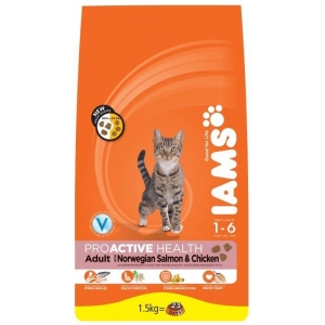 IAMS for Vitality dry cat food (kibble) for adult cats with fresh salmon 1,5 kg