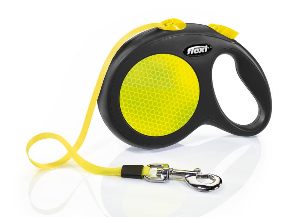 flexi New NEON, tape leash, L: 5 m, black/neon yellow