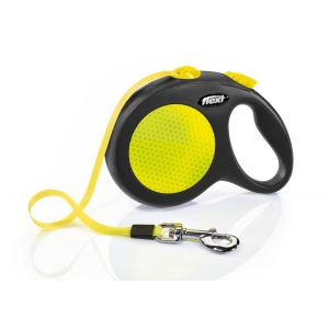 flexi New NEON, tape leash, L: 5 m, black/neon yellow