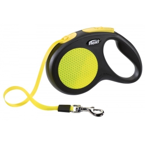 flexi New NEON, tape leash, M: 5 m, black/neon yellow