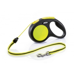 flexi New NEON, cord leash, M: 5 m, black/neon yellow