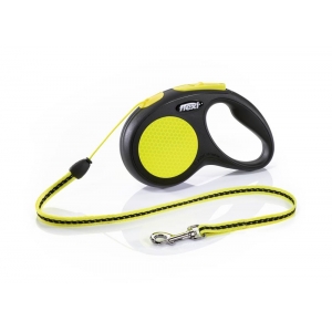 flexi New NEON, cord leash, S: 5 m, black/neon yellow