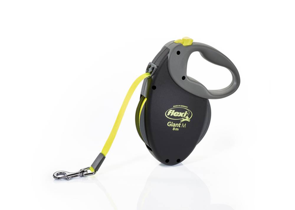 flexi NEON GIANT, tape leash, M: 8 m, black/neon yellow