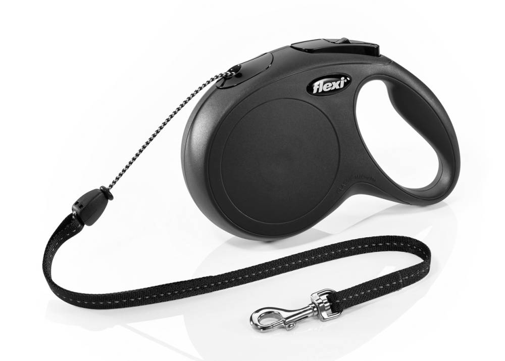 flexi New CLASSIC, cord leash, M: 8 m, black