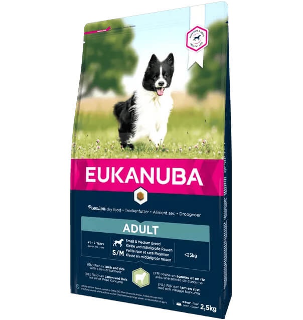 EUKANUBA Adult lambaliha ja riisiga väikestele ja keskmistele koertele 2.5 kg