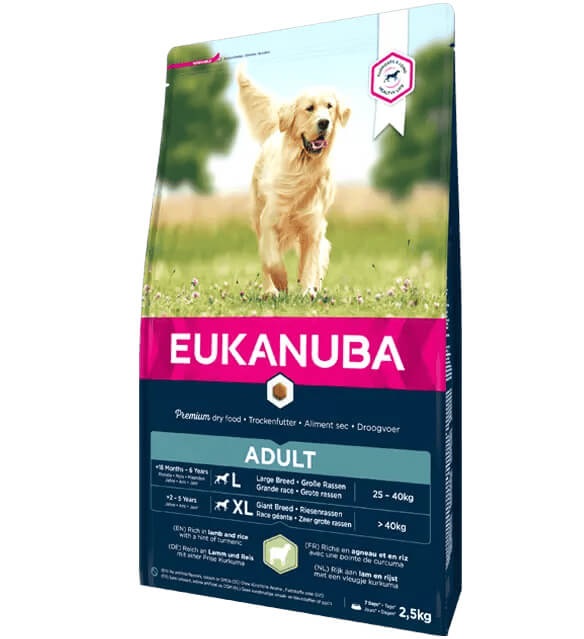 EUKANUBA Adult lambaliha ja riisiga suurtele koertele 2.5 kg