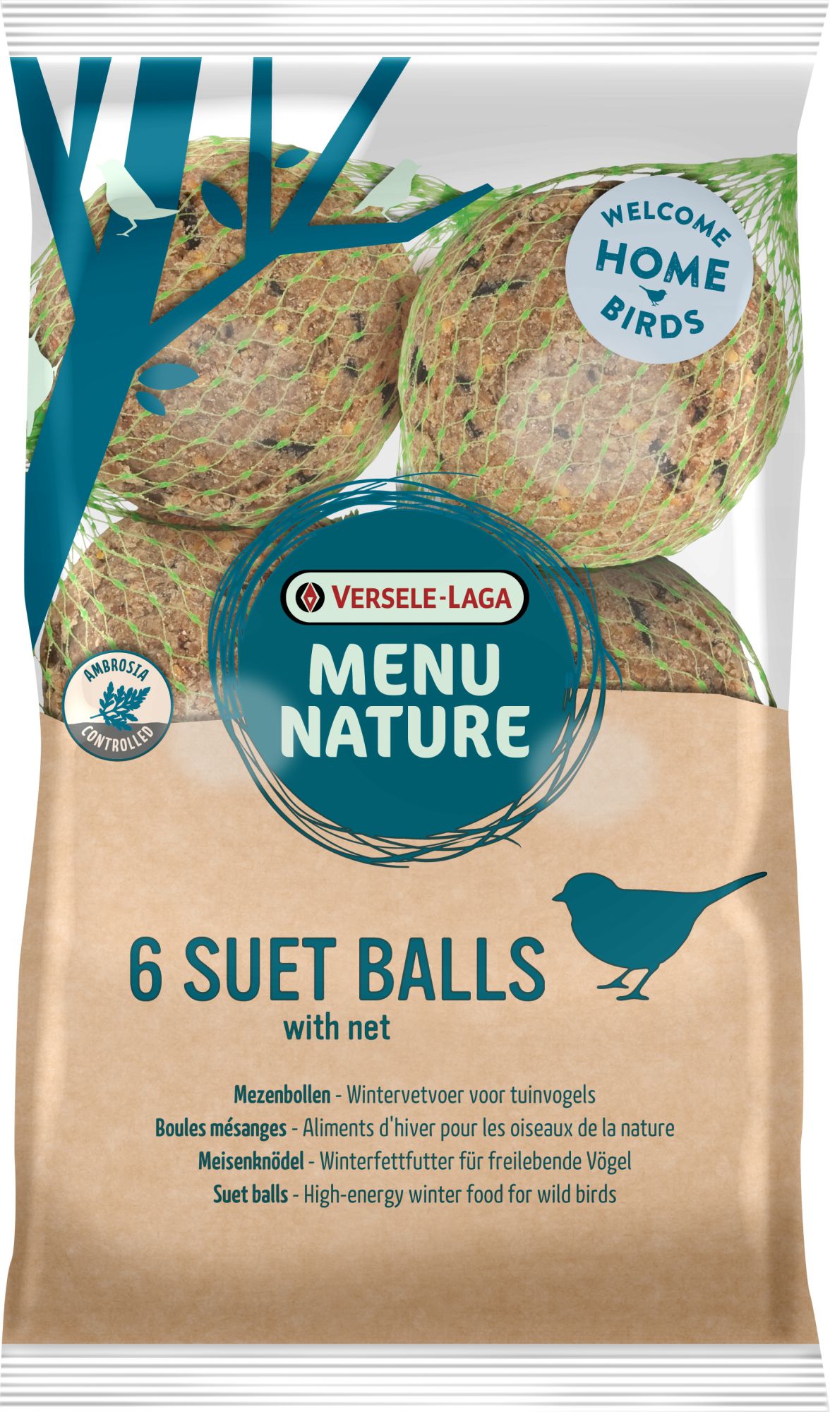 Menu Nature 6 suet balls (display 30) Suet ball - winter fatty food for wild birds (with net, by 6 in plastic) 540g