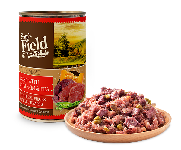 Sam's Field beef with pumpkin & pea konserv koertele 400g