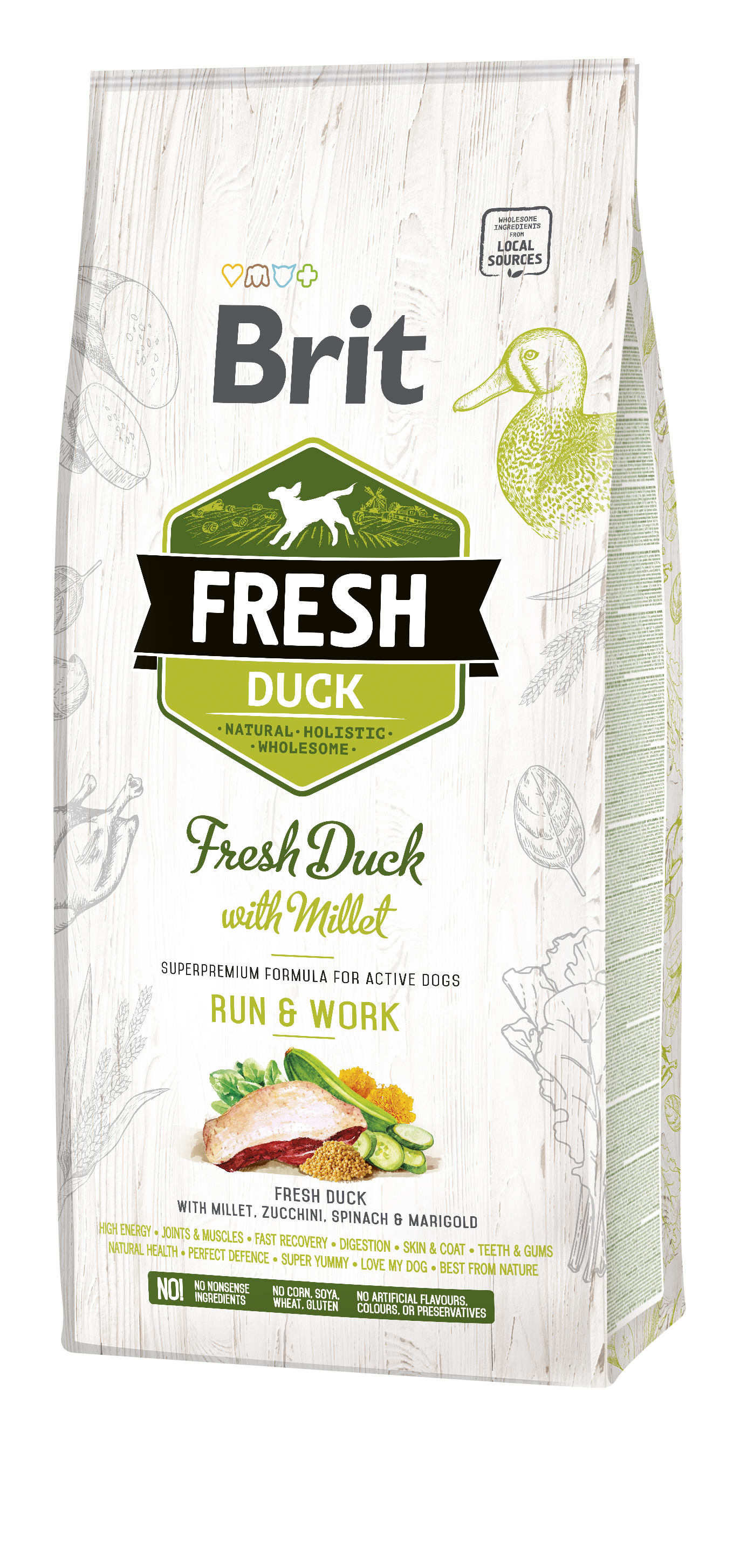 Brit Fresh Duck &  Millet Adult Run &  Work koeratoit 12 kg