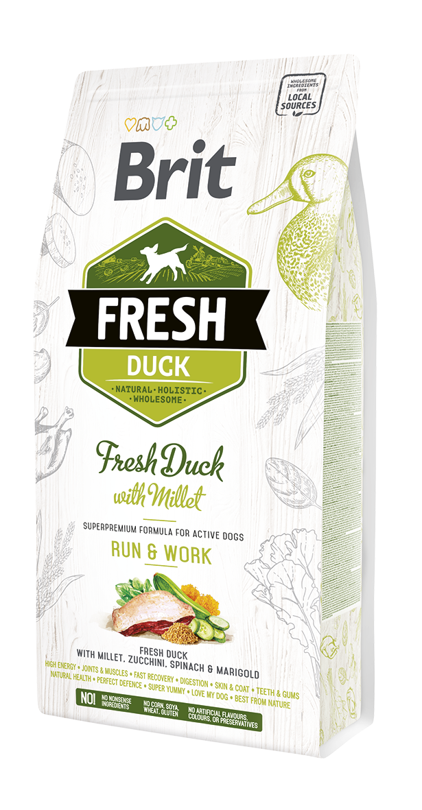 Brit Fresh Duck &  Millet Adult Run &  Work koeratoit 2,5 kg