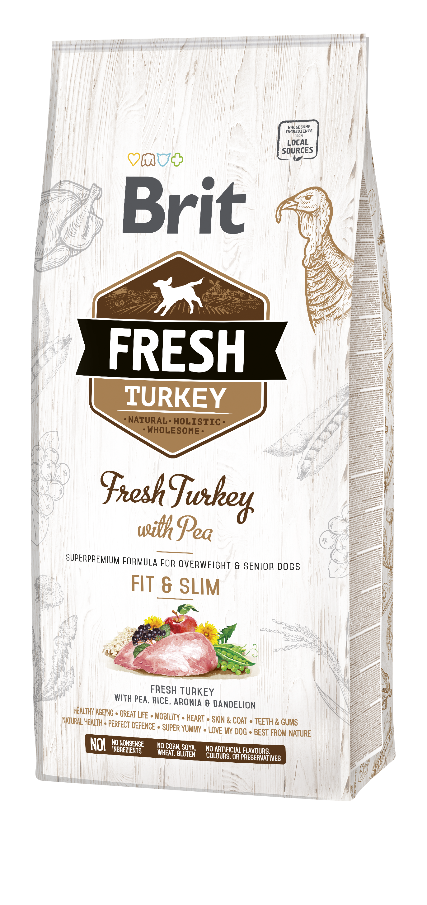 Brit Fresh Turkey &  Pea Adult Fit &  Slim koeratoit 12 kg