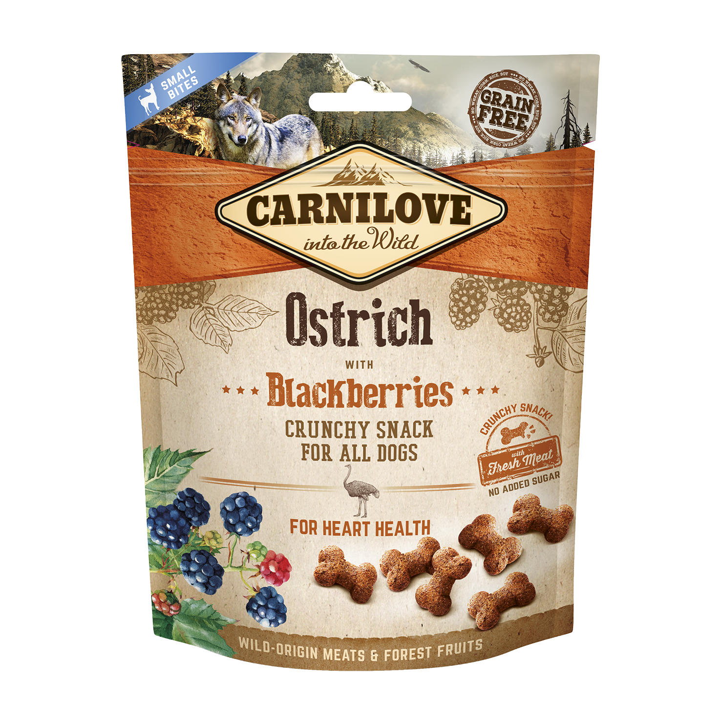 CarniLove Dog Snack Ostrich Blackberries 200g