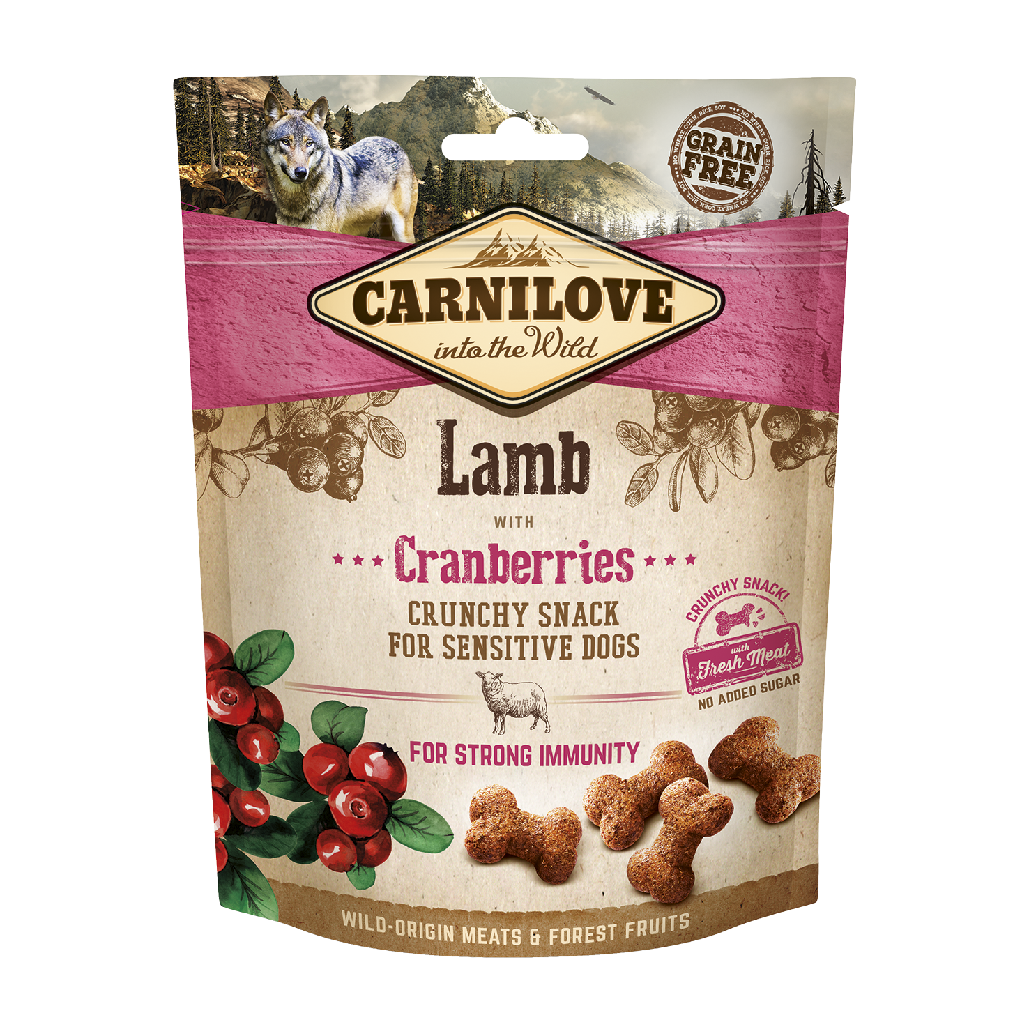 CarniLove Dog Snack Lamb & Cranberries maiused koerale 200g