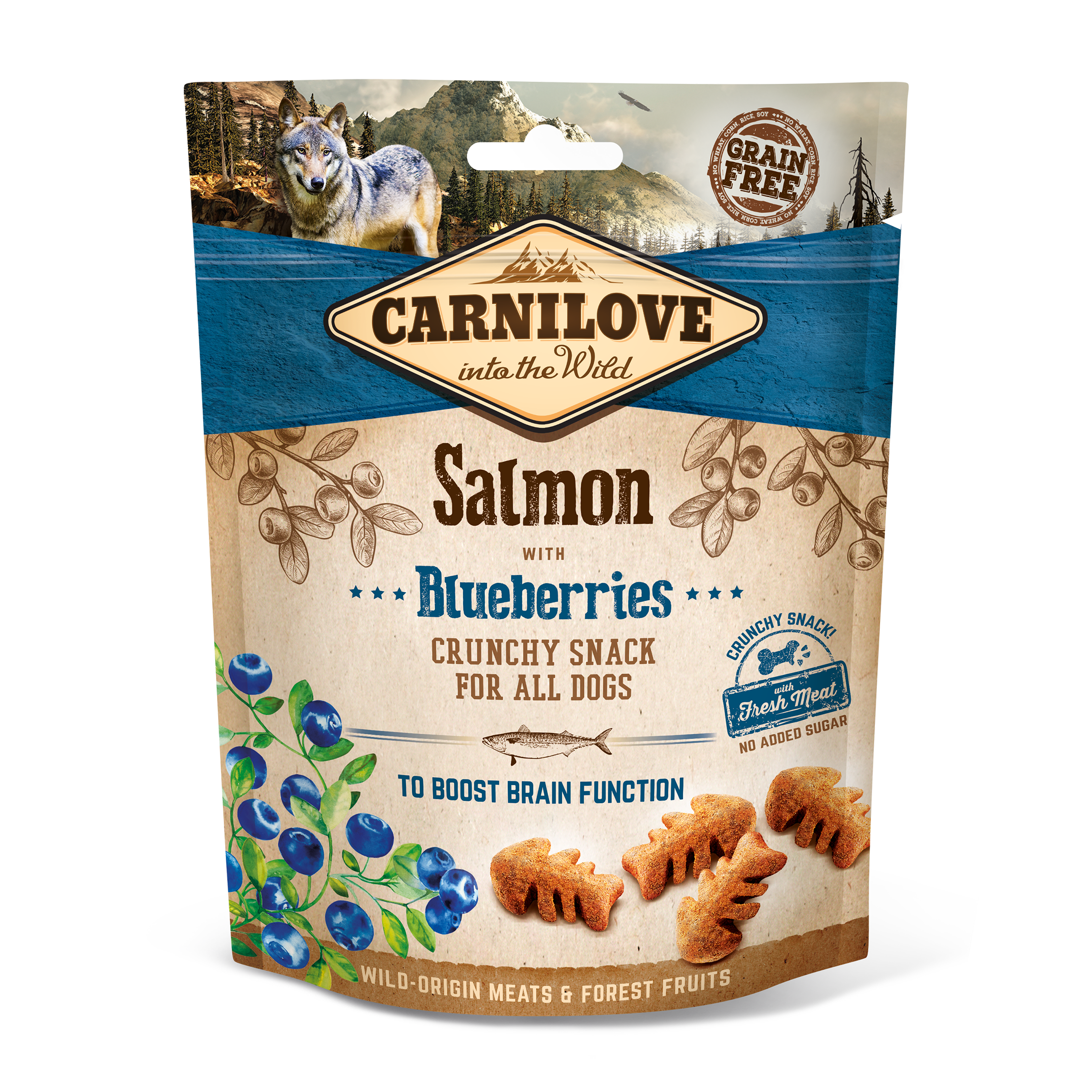 CarniLove Dog Snack Salmon & Blueberries maiused koerale 200g