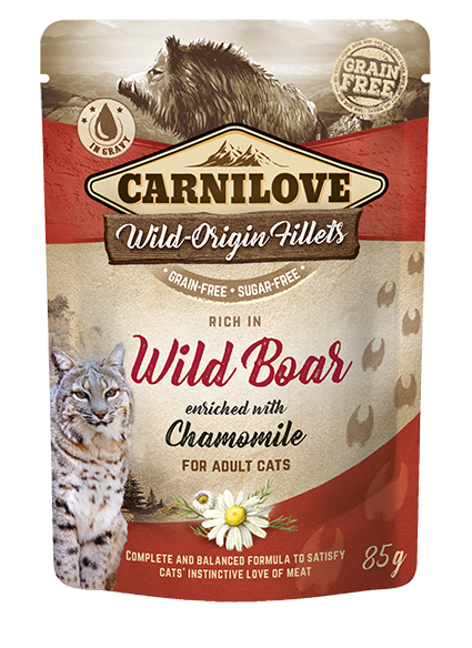 CarniLove Cat Pouch Wild Boar Chamomile einekotike kassidele 85g