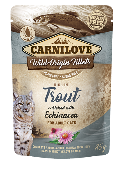 CarniLove Cat Pouch Trout Echinacea einekotike kassidele 85g