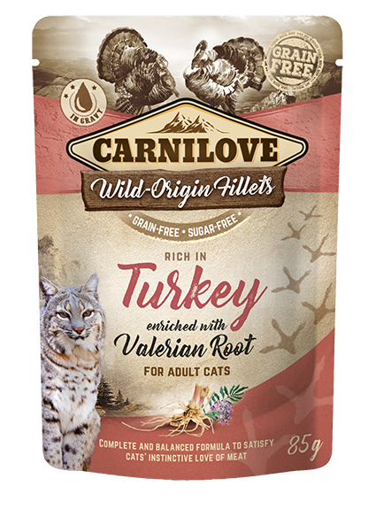 CarniLove Cat Pouch Turkey Valeriana einekotike kassidele 85g