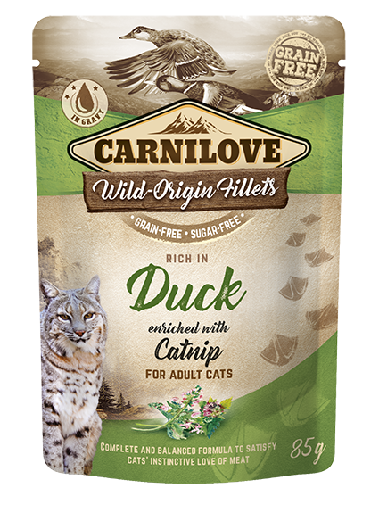 CarniLove Cat Pouch Duck with Catnip einekotike kassidele 85g