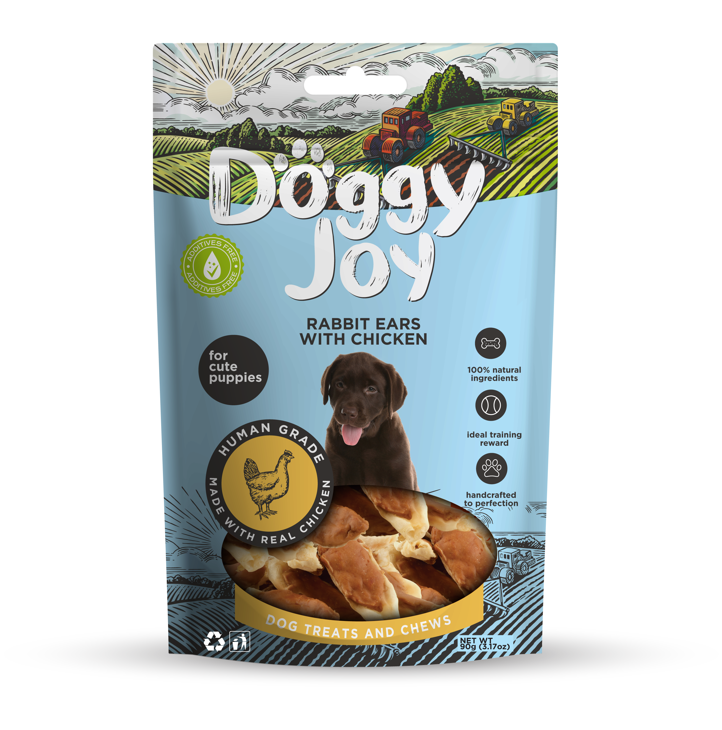 Doggy Joy Rabbit ears with chicken närimismaiused kutsikale 90g