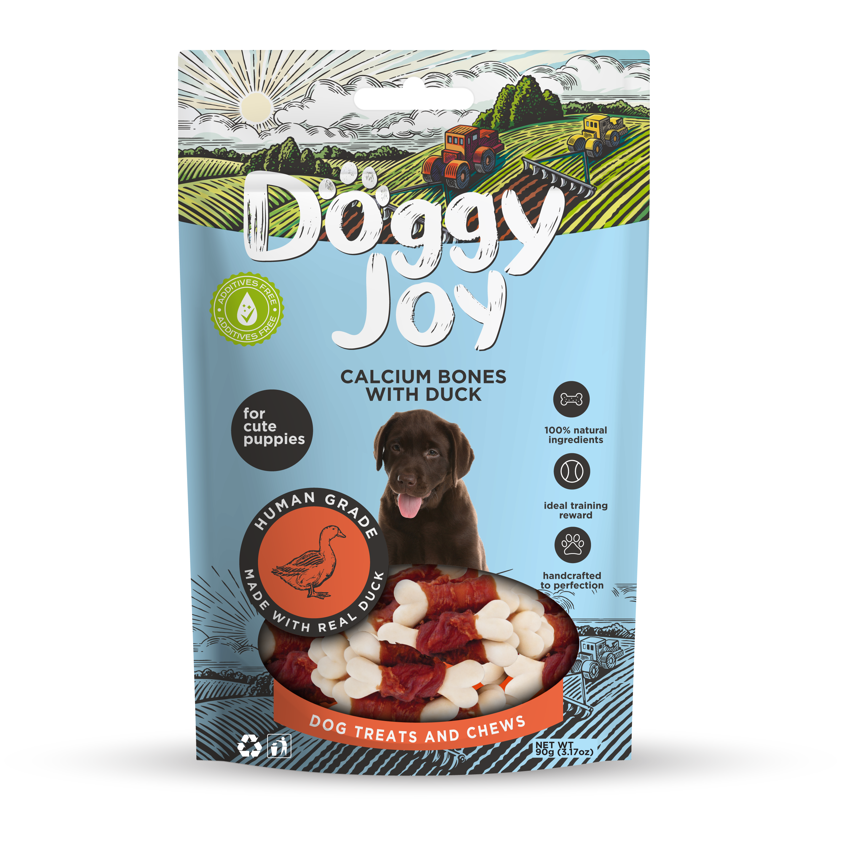 Doggy Joy Calcium bones with duck närimismaiused kutsikale 90g