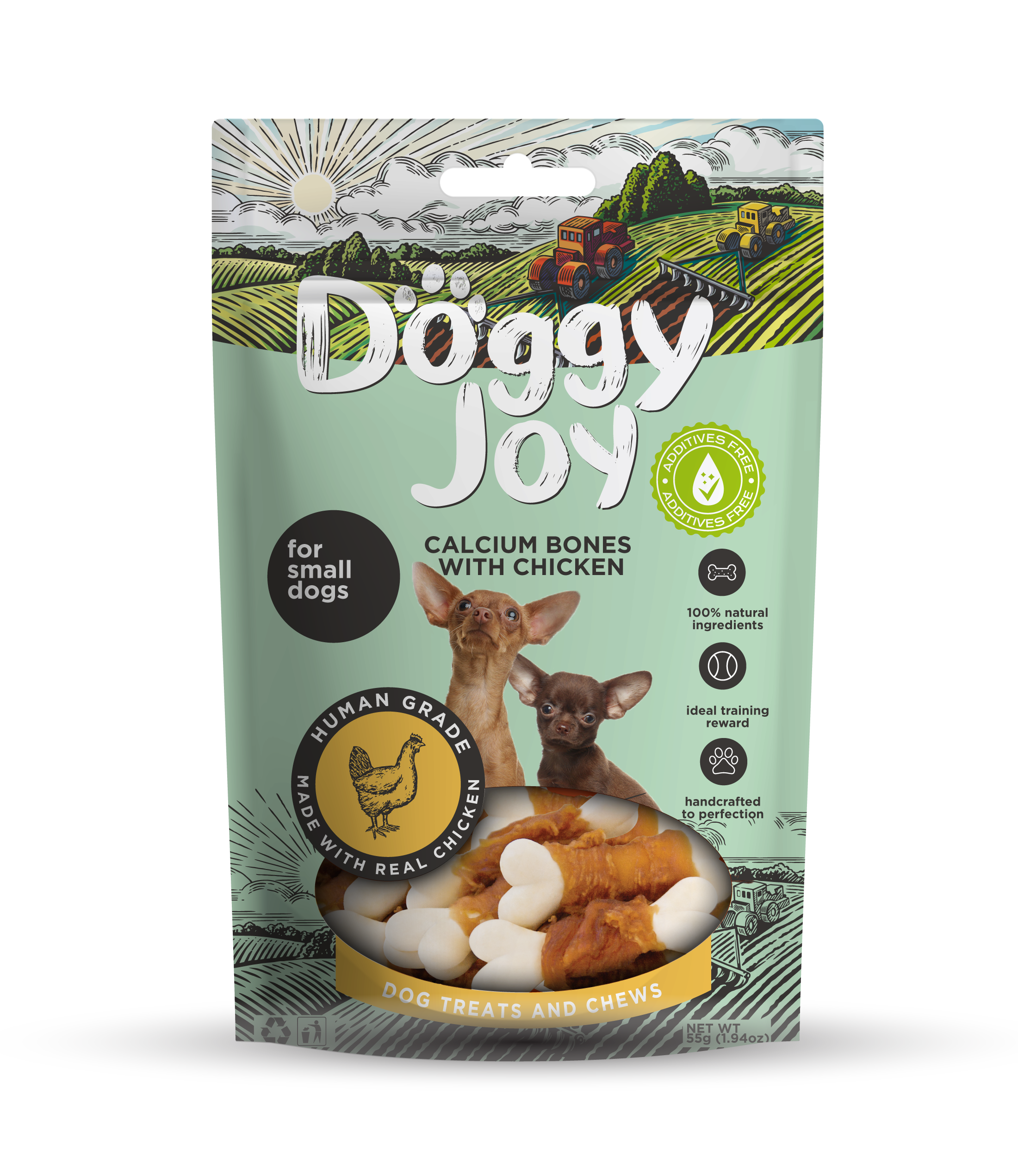 Doggy Joy Calcium bones with chicken närimismaiused koerale 55g