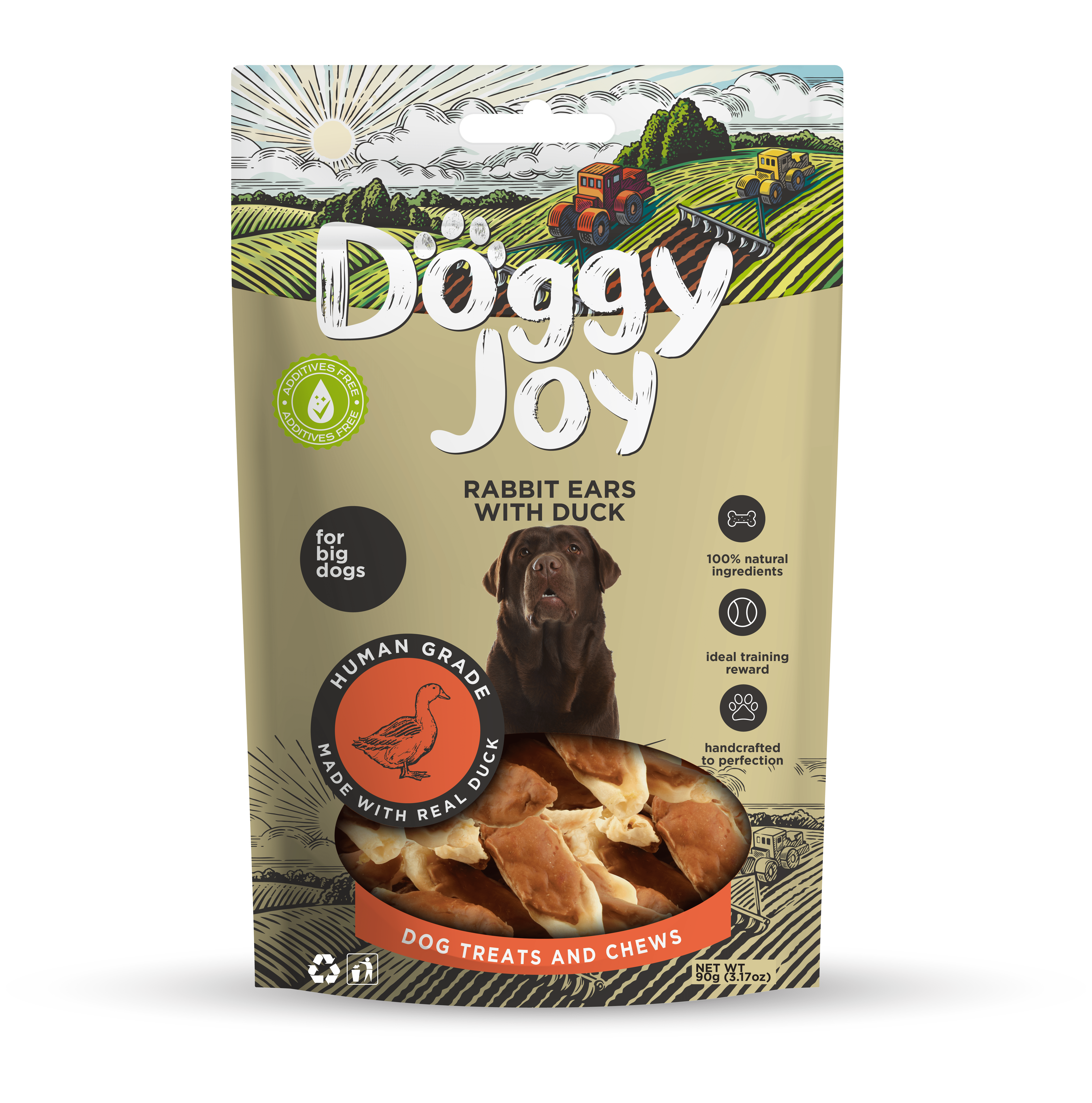 Doggy Joy Rabbit ears with duck närimismaiused koertele 90g